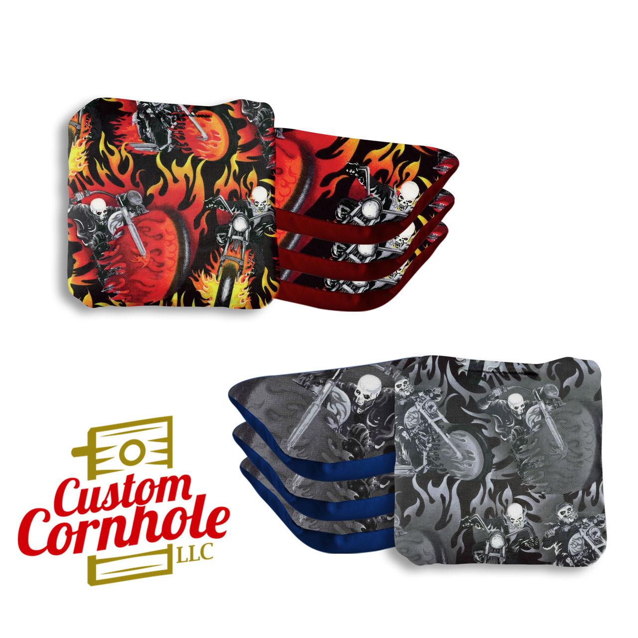 Skull Rider Professional Cornhole Bags - Set of 8 - Custom