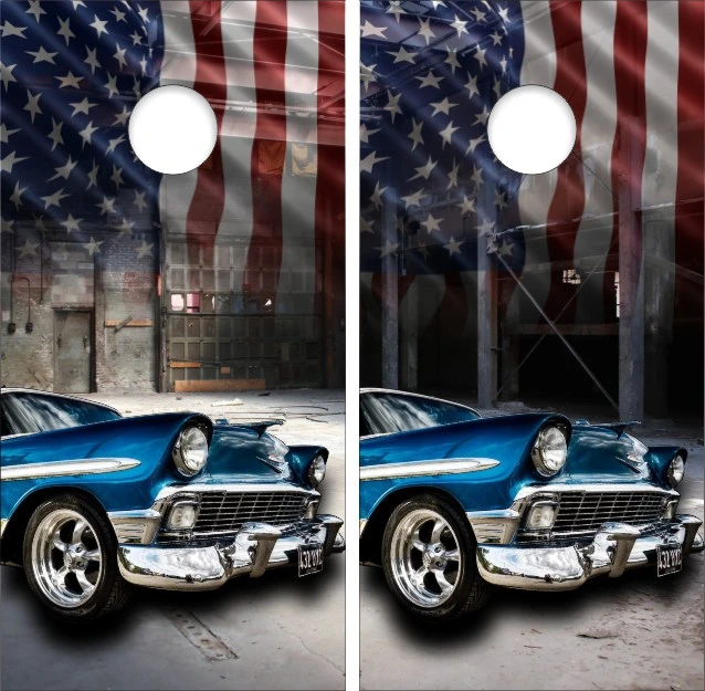Classic Blue Hot Rod Car Version 6 Cornhole Wraps - Set of 2 - Custom ...