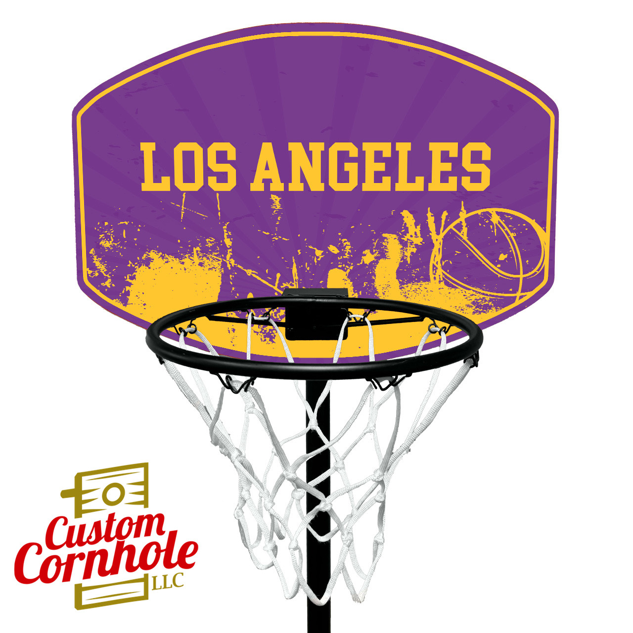 Los Angeles Lakers Standing Basketball Hoop - Custom Cornhole, LLC