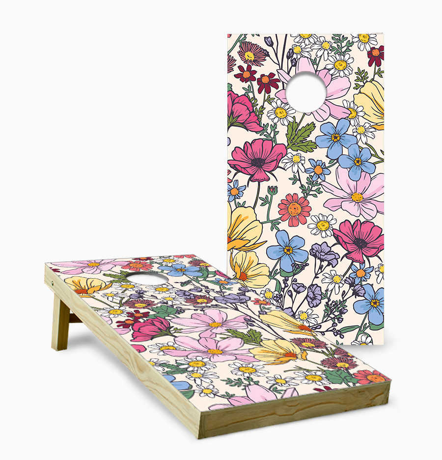 Colorful Flowers Cornhole Set with Bags - Custom Cornhole, LLC