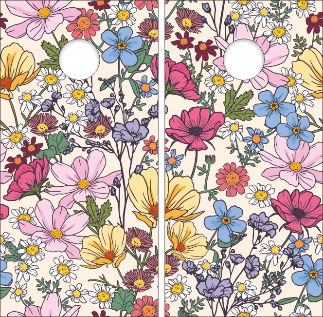 Colorful Flowers Cornhole Set with Bags - Custom Cornhole, LLC