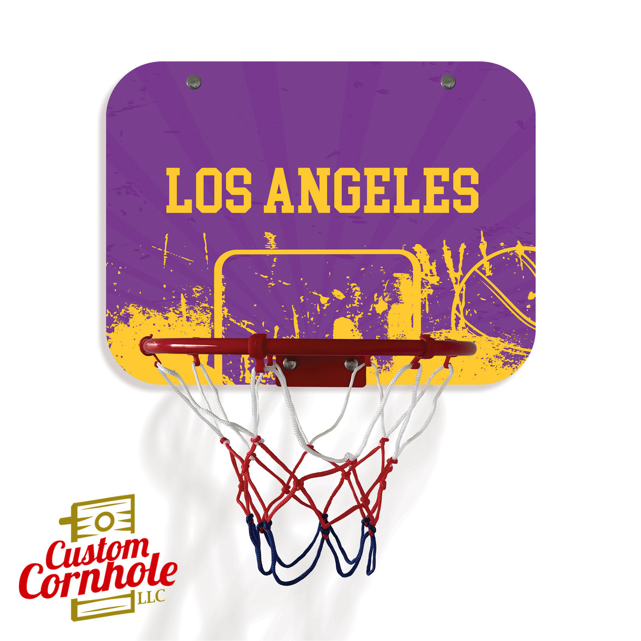 Los Angeles Lakers Mini Basketball Hoop - Custom Cornhole, LLC