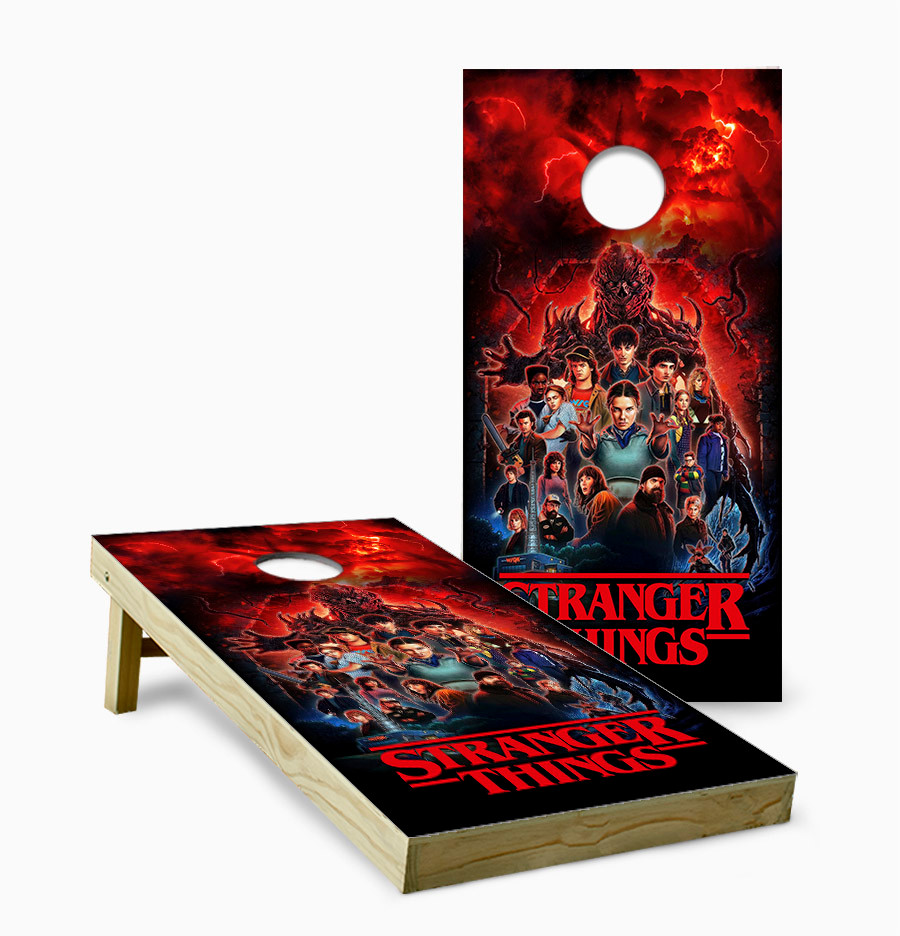 Stranger Things Cornhole Boards – Upside Down Red Storm Set