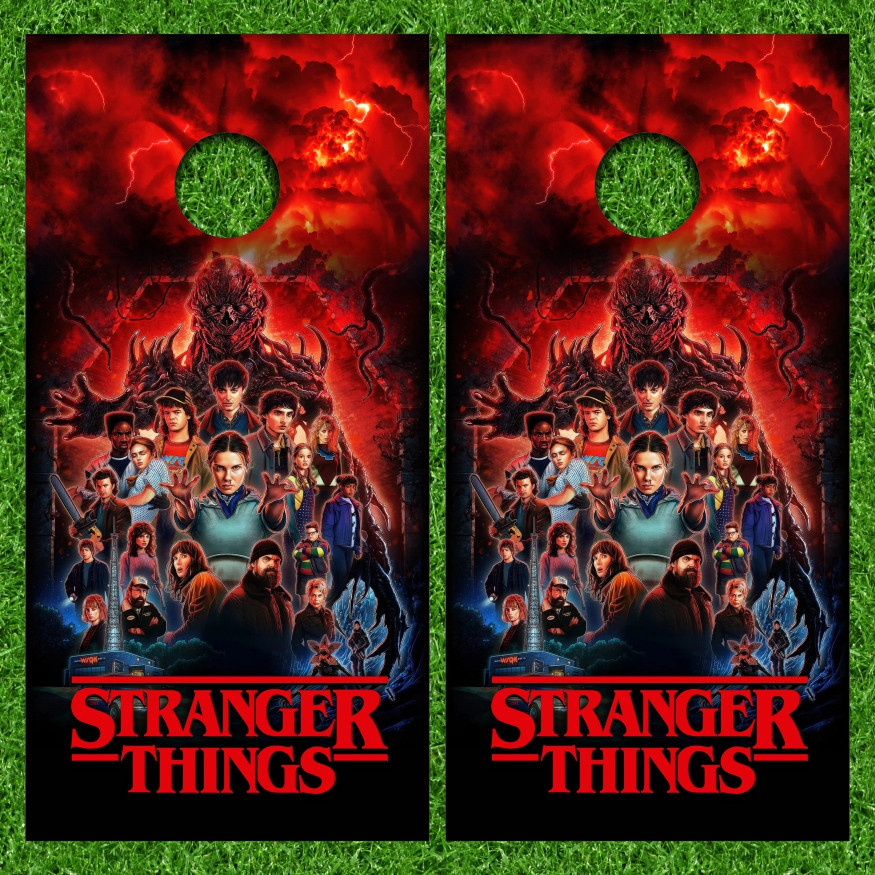 Stranger Things Cornhole Boards – Upside Down Red Storm Set