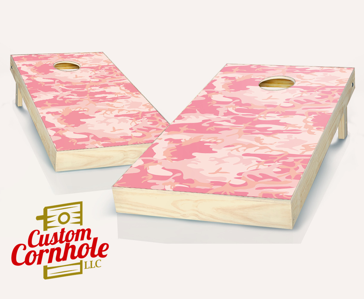 Light Pink Camo Cornhole Set with Bags - Custom Cornhole, LLC