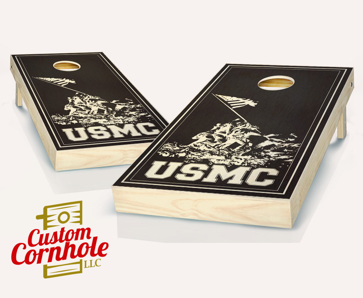 USMC Stained Cornhole Set with Bags - Custom Cornhole, LLC