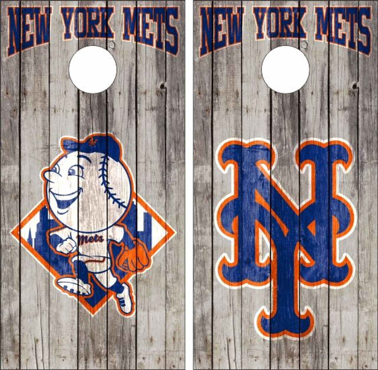 New York Mets Cornhole Wrap Decal Stickers Vinyl Gameboard Skin Set JC011 
