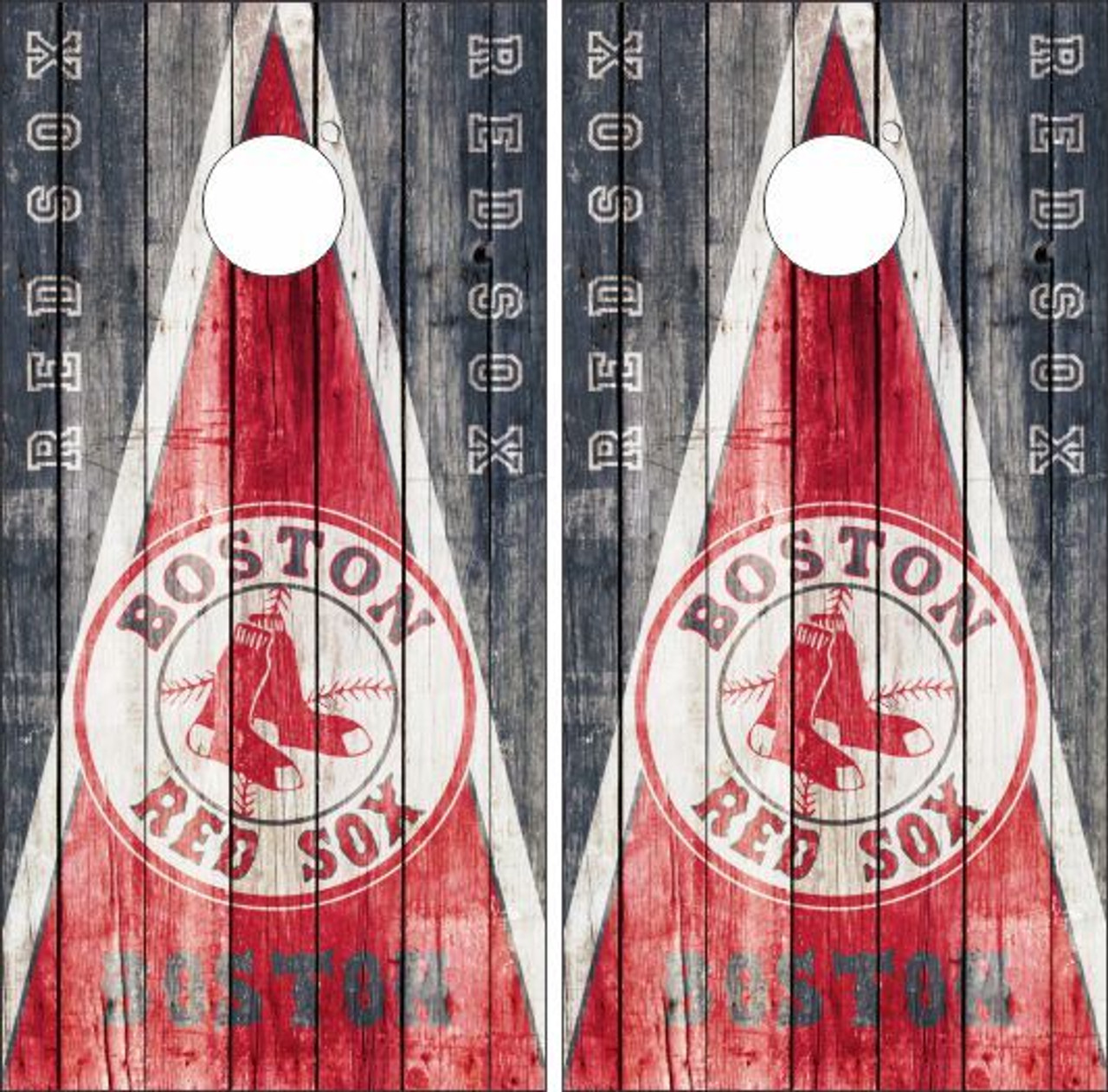 Set of 2 Boston Red Sox Cornhole Sticker Decals 12" 