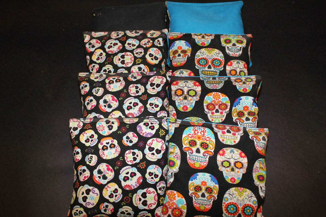 Sugar Skulls (Version 2) Cornhole Bags - Set of 8 - Custom Cornhole, LLC