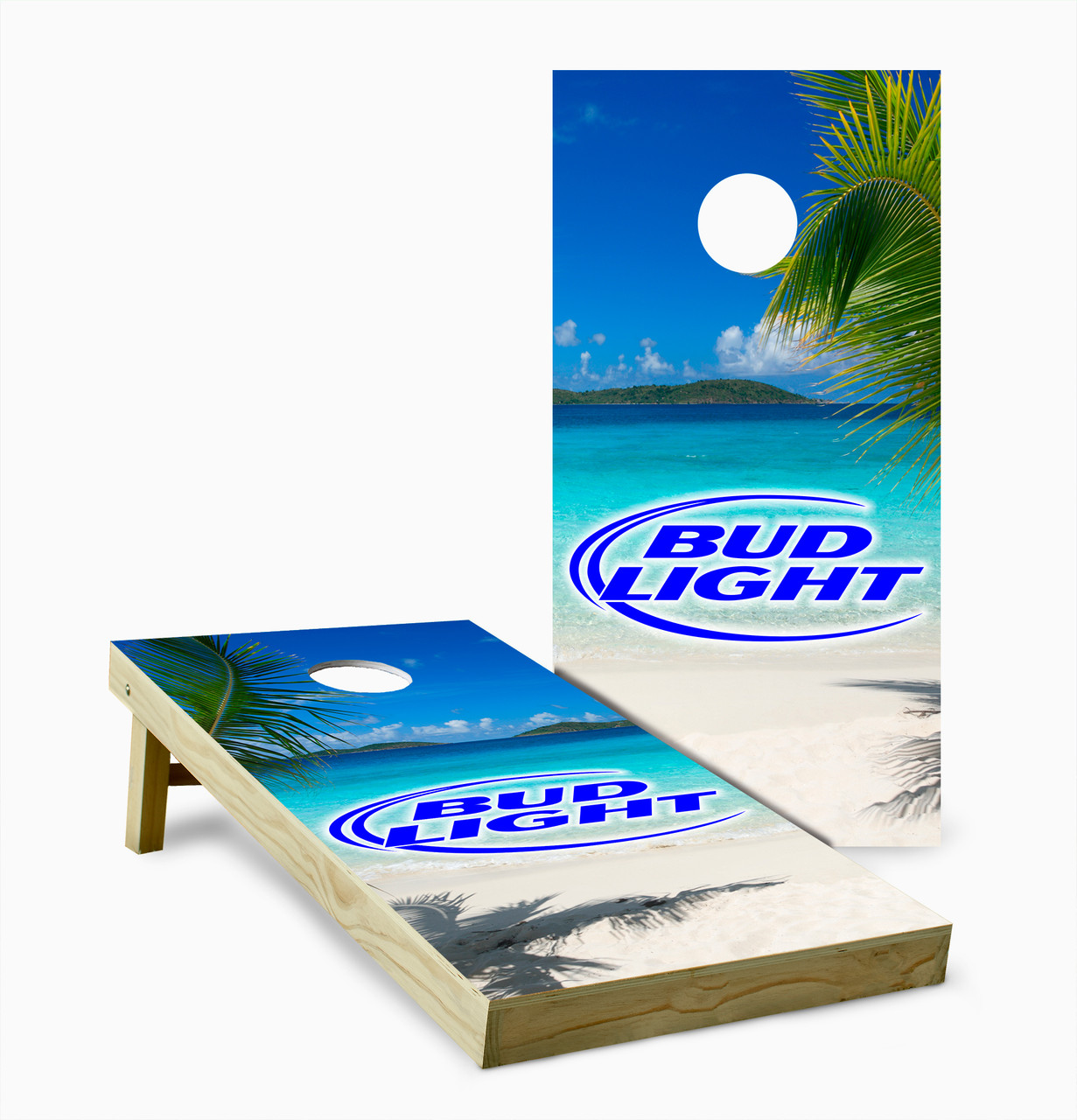 Bud Light Beach Cornhole Set with Bags - Custom Cornhole, LLC