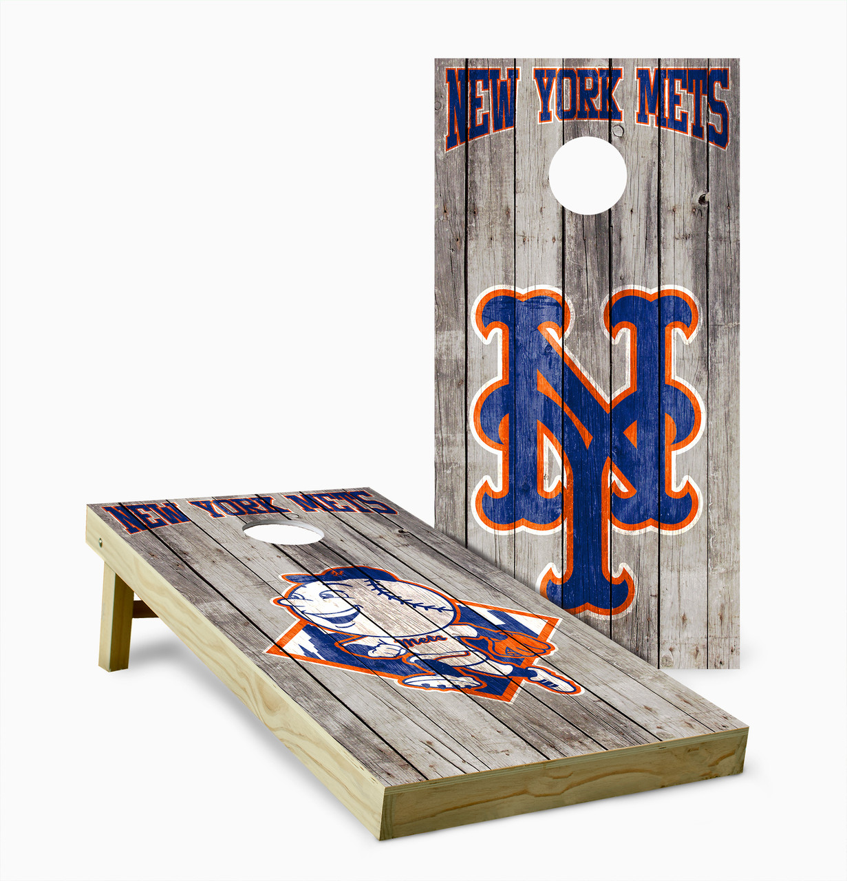 【★値下げ！3枚セット／額縁付】Yellow Korner x New York New York Mets Cornhole Set with Bags - Custom Cornhole, LLC