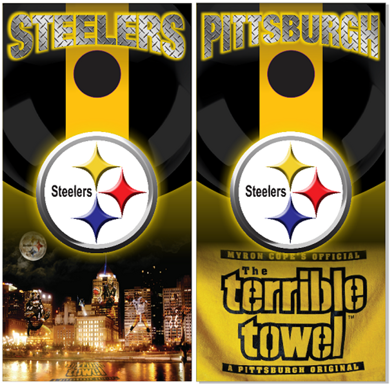 Pittsburgh Steelers Version 10 Cornhole Wraps - Set of 2