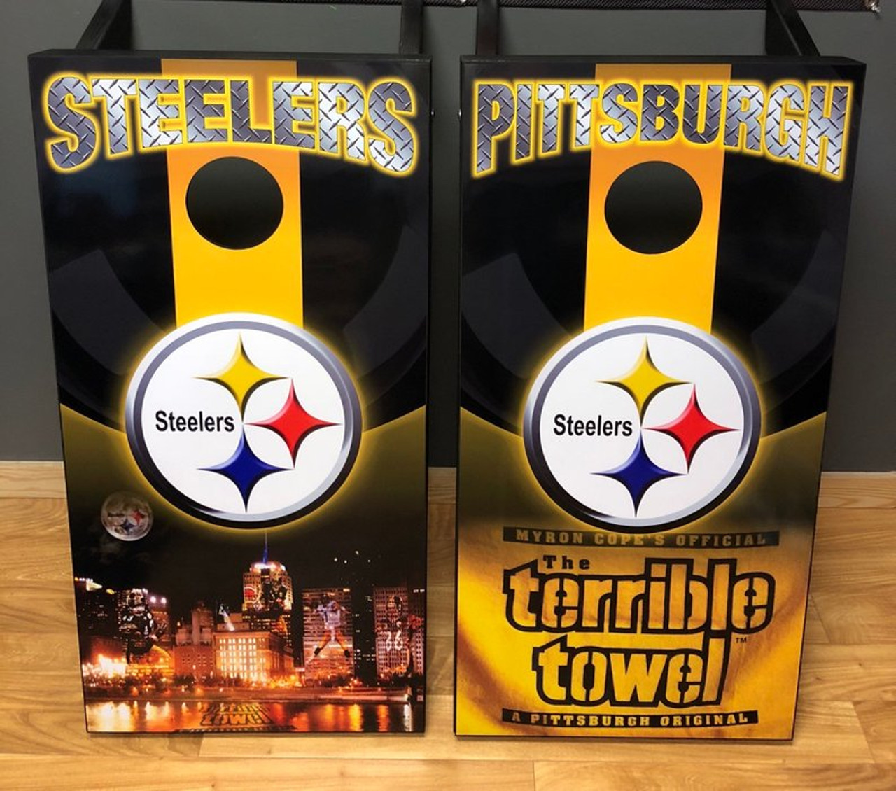 Pittsburgh Steelers Cornhole Boards and by CustomBackyardgames