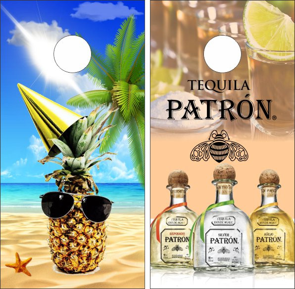 Patron Party Pineapple Cornhole Wraps Set of Custom Cornhole