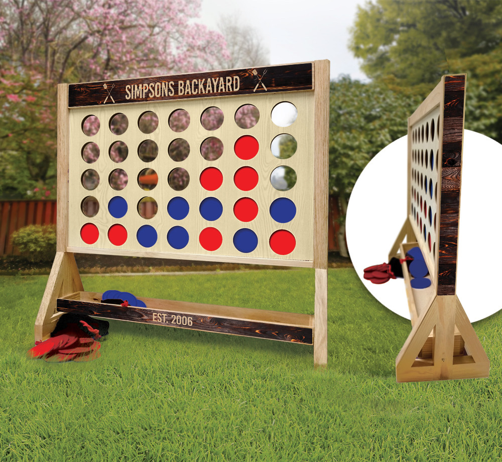 Bbq Backyard Personalized Giant Connect Four Game Custom Cornhole