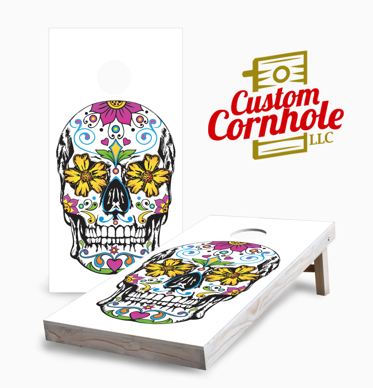 Sugar Skull Version 5 Cornhole Set with Bags Custom Cornhole, LLC Sugar Skull Version 5 Cornhole Set with Bags Custom Cornhole, LLC