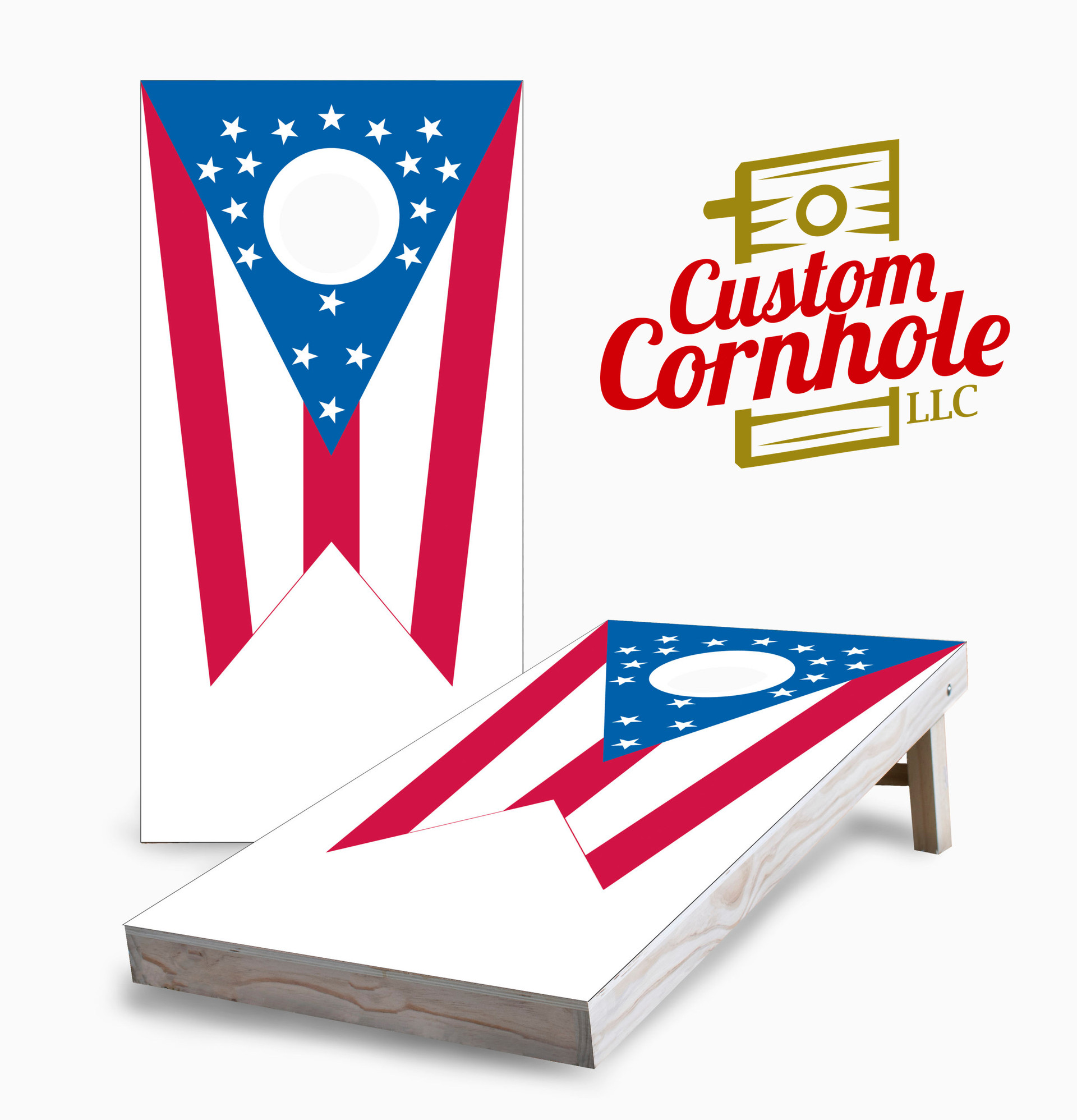Ohio Flag Cornhole Set with Bags - Custom Cornhole, LLC