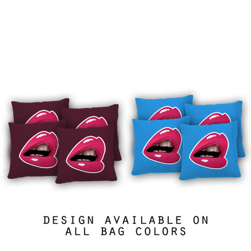 Pink Lips Cornhole Bags - Set of 8