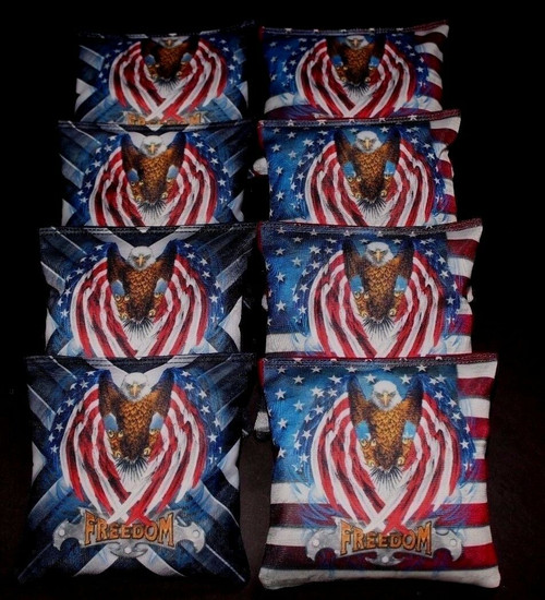 American Flag Bald Eagle Version 6 Cornhole Bags - Set of 8
