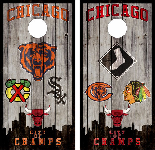 Chicago Sports Version 3 Cornhole Wraps - Set of 2