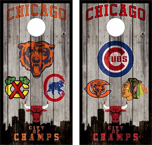 Chicago Sports Version 4 Cornhole Wraps - Set of 2