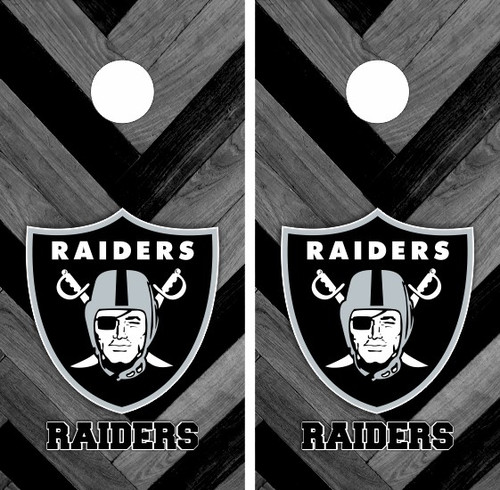 Raiders Football Herringbone Cornhole Wraps - Set of 2