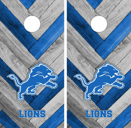 Lions Football Herringbone Cornhole Wraps - Set of 2