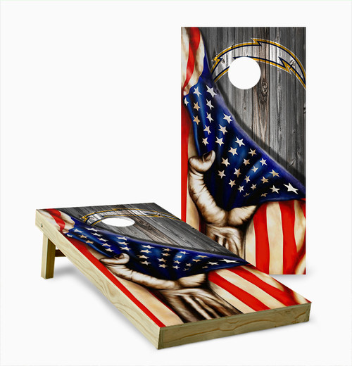 Chargers Football American Flag Cornhole Set with Bags