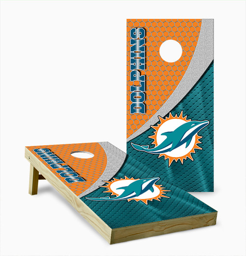 Miami Dolphins Herringbone Cornhole Set with Bags - Custom Cornhole, LLC