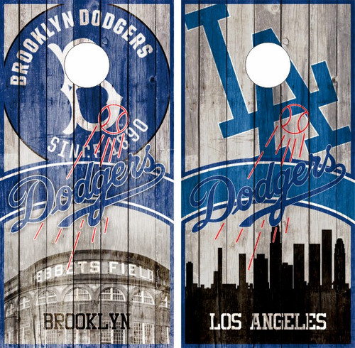 Los Angeles and Brooklyn Dodgers Cornhole Wraps - Set of 2