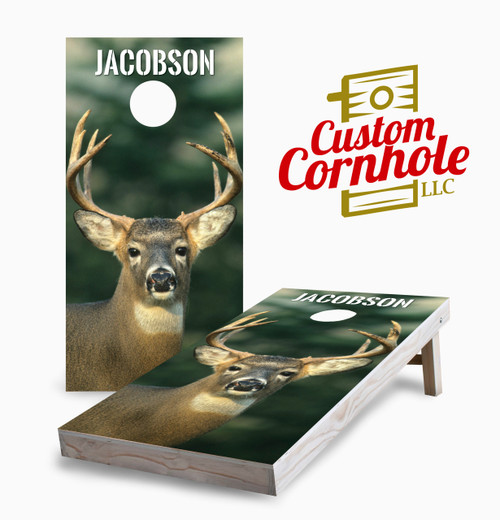 Personalized White-tailed Deer Cornhole Set with Bags