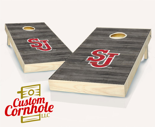 St John's Red Storm Distressed Cornhole Set with Bags