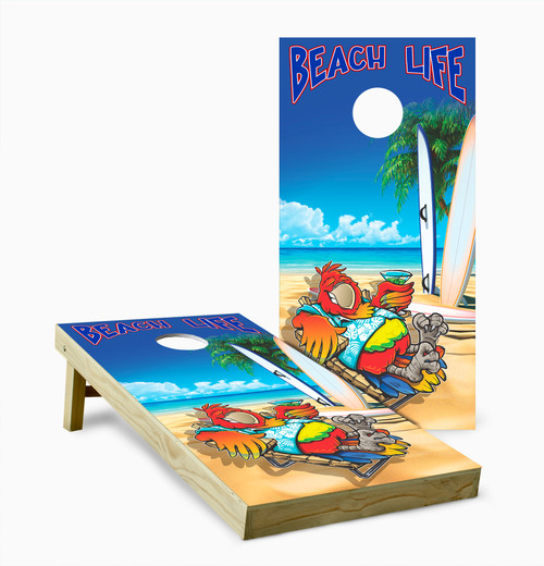 Vacation Parrot Cornhole Set with Bags