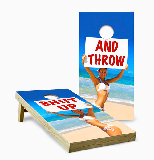 Shut up & Throw Cornhole Set with Bags