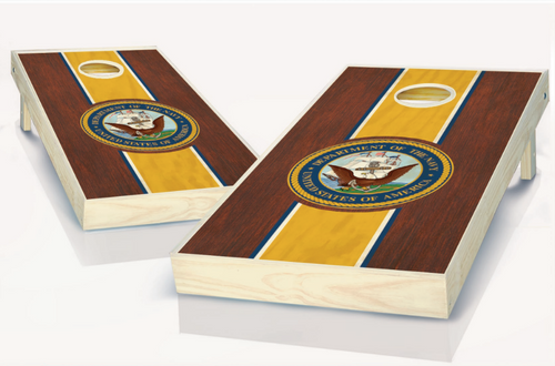 Rosewood Stained US Navy Cornhole Set with Bags