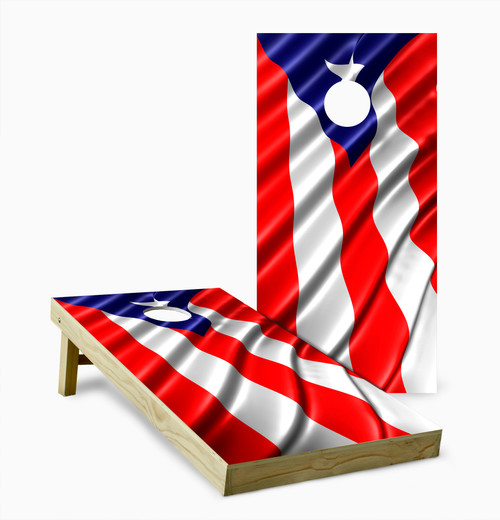 Wavy Puerto Rico Flag Cornhole Set with Bags