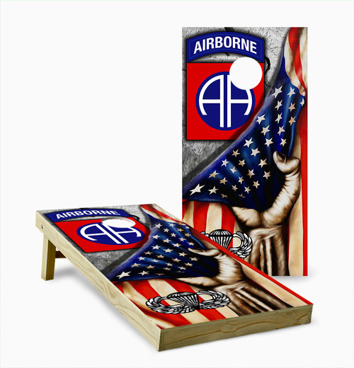 173rd Airborne American Flag Cornhole Set with Bags - Custom