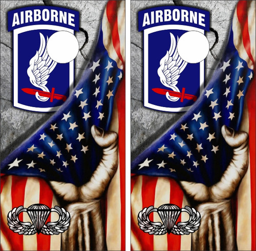 173rd Airborne American Flag Cornhole Wraps - Set of 2