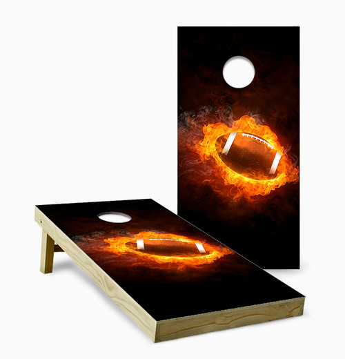 Flaming Football Cornhole Set with Bags