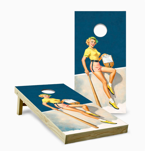 Baseball Pin Up Girl Cornhole Set with Bags