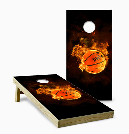 Flaming Basketball Cornhole Set with Bags
