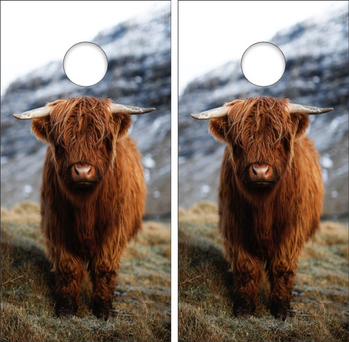Highland Cow Version 2 Cornhole Wraps - Set of 2