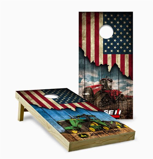 American Flag Tractors Cornhole Set with Bags