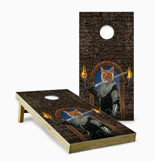 Cat Knight Cornhole Set with Bags