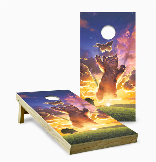 Cloud Kitten Sunset Cornhole Set with Bags