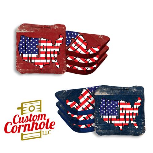 American Blue and Red Professional Cornhole Bags - Set of 8