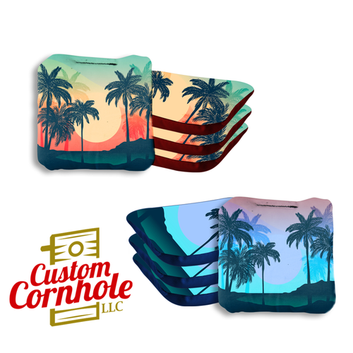 Palm Trees Professional Cornhole Bags - Set of 8