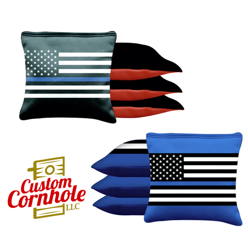 Blue Lines Flag Tournament Cornhole Bags - Set of 8