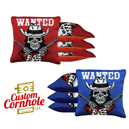 Wanted Skull Tournament Cornhole Bags - Set of 8