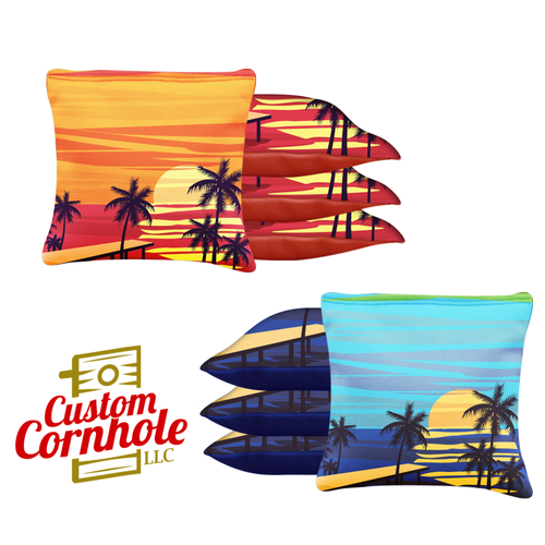 Blue Red Beach Tournament Cornhole Bags - Set of 8